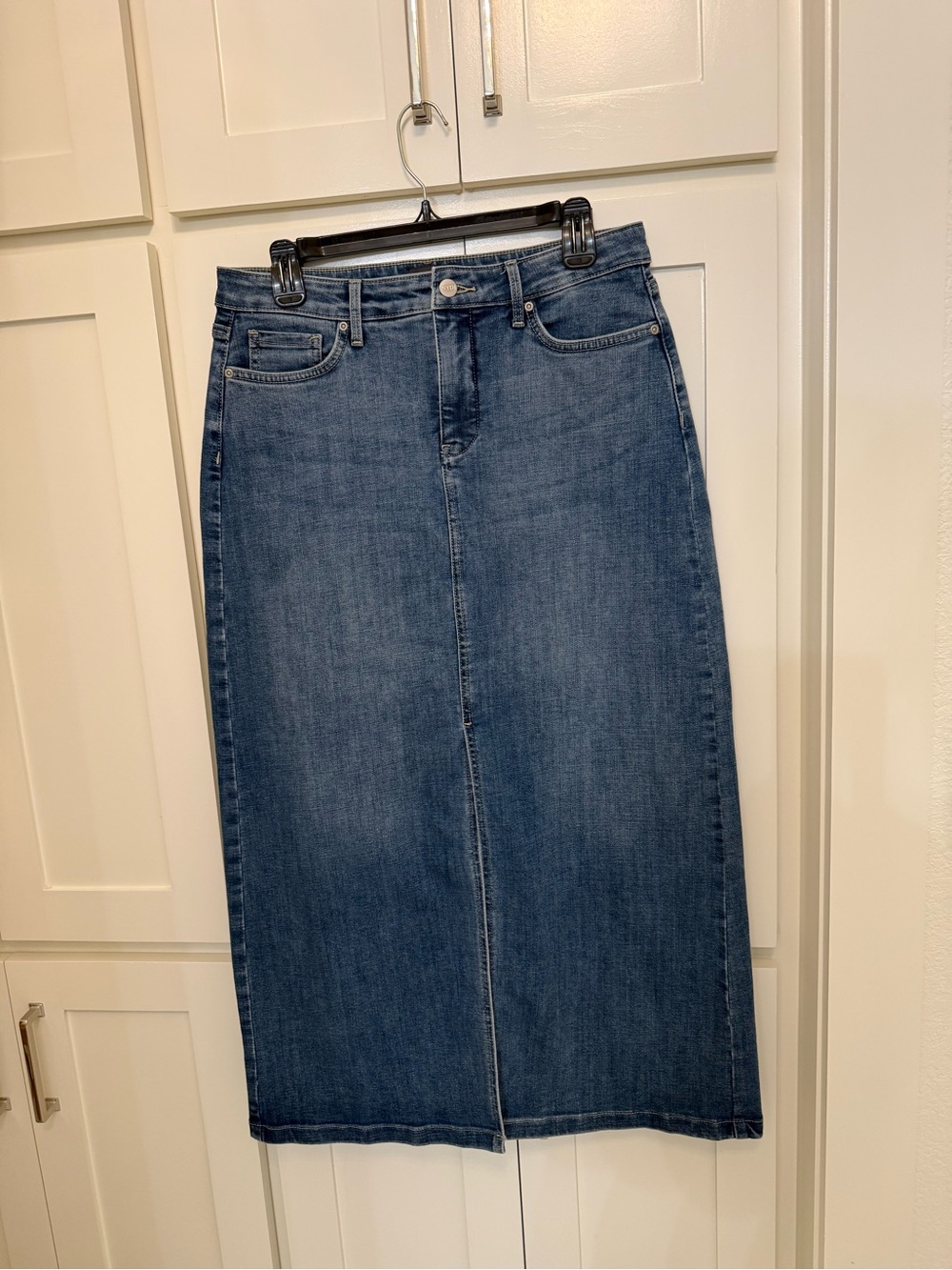 NYDJ Dark Blue Straight-Leg Denim Midi Skirt